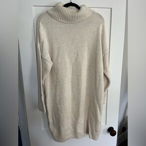 Topshop Long Tunic Turtle Neck Sweater Beige Size 8